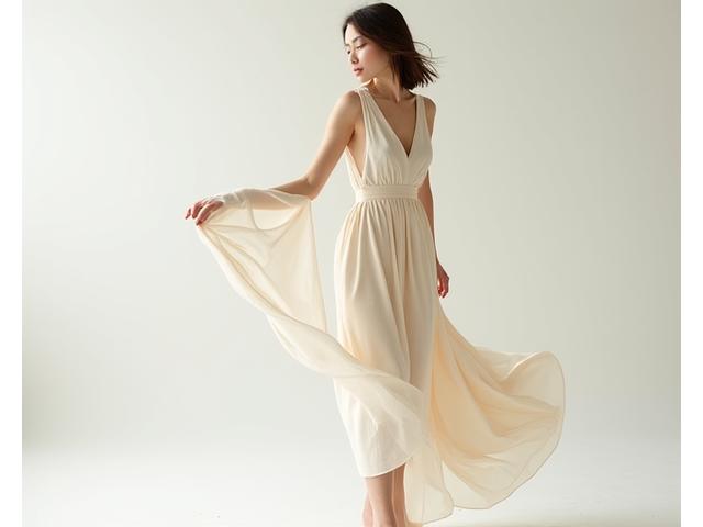 Modell i elegant antrekk poserer for en lookbook fotografering i studio, profesjonelt lyssatt.