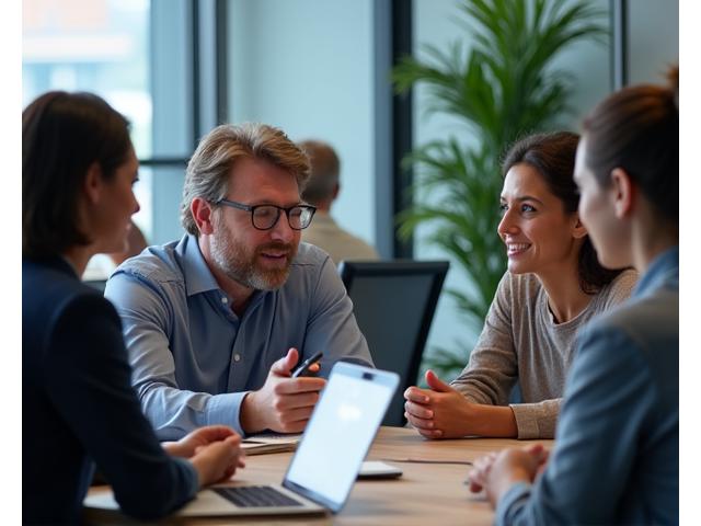 Candid photo of a business meeting or corporate event, capturing moments without intrusion.
