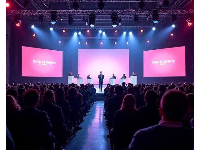 Dynamic shot of an event or conference, focusing on engagement and atmosphere.