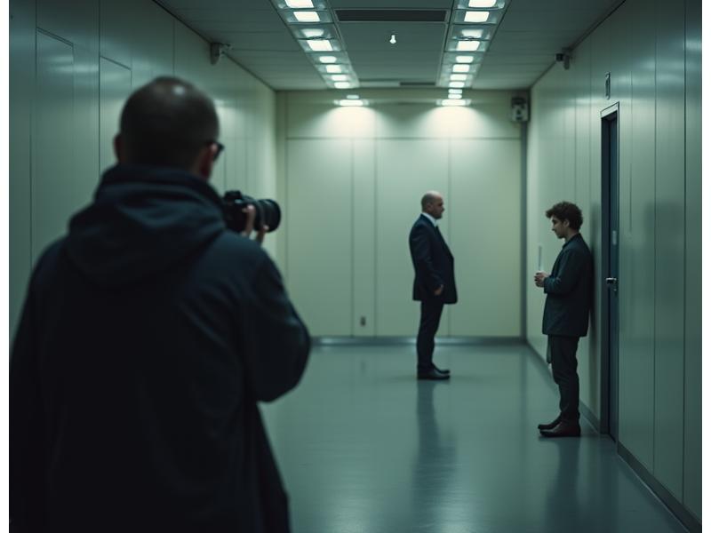 Image showing a photographer discreetly observing a scene, emphasizing an ethical, authentic storytelling approach.