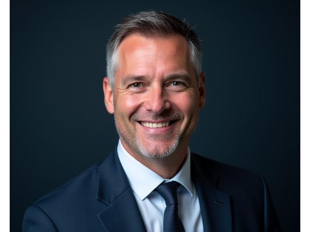 Et nærportrett av en smilende forretningsmann