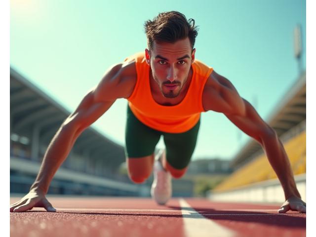 Friidrettsutøver i sprint på en bane under stevne