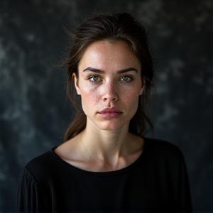 Artist/skuespiller headshot, dramatisk lys, uttrykksfull ansikt